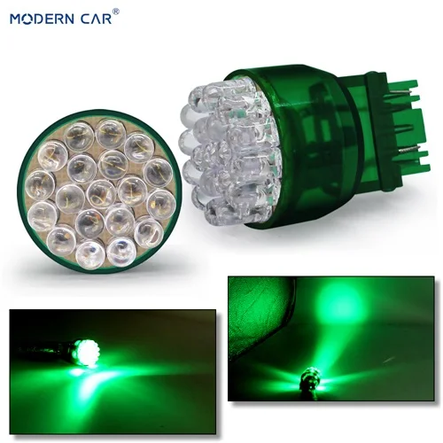 Green Современный автомобильный 1 шт. T20 светодиодный светильник для авто 7443 25SMD, дневной ходовой светильник, сигнальный светильник, синий, зеленый, белый, стоп-сигнал, задний фонарь - Испускаемый цвет: Green