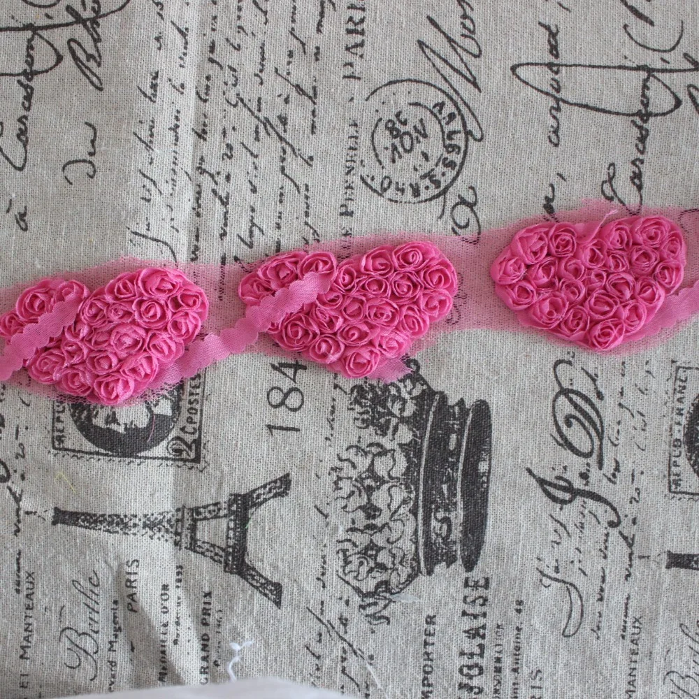 Розетка в форме сердца и цветка обрезанная потертая Цветочная отделка шифоновые