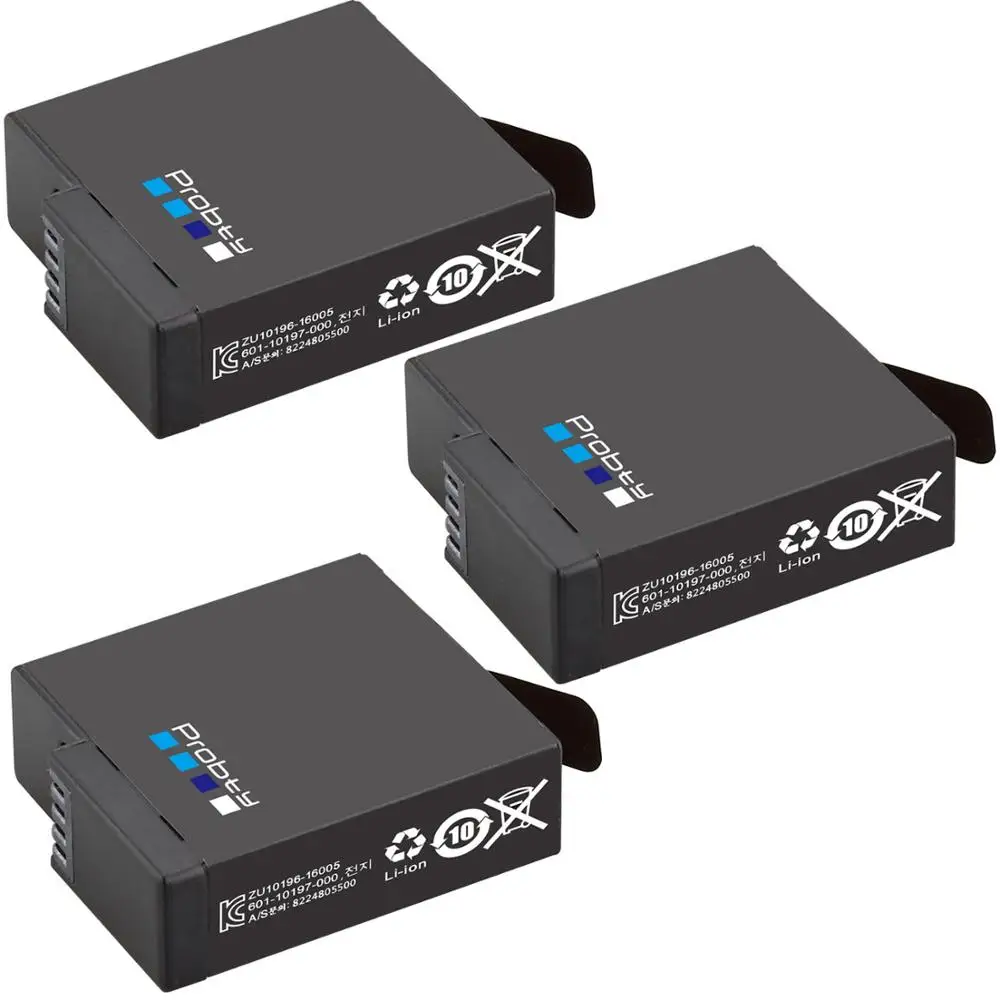 3 pcs Battery probty для GoPro hero 7 hero 6 hero 5 черный аккумулятор или тройное зарядное устройство для Go Pro hero 7 6 hero 5 черный Аккумулятор для камеры - Цвет: 3 pcs Battery