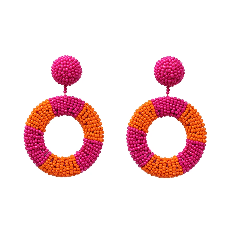Женские серьги-подвески с бусинами разноцветные из смолы в стиле бохо 2019 |