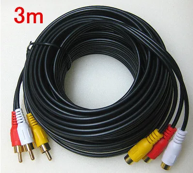 Удлинительный кабель 3 м AV/RCA lotus male female three on красный желтый белый телеприставка