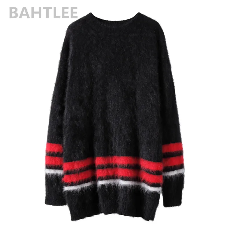 BLACK BAHTLEE, Осень-зима, Женский вязаный пуловер с круглым вырезом, западный стиль, модный бренд, сохраняющий тепло, свободный свитер - Цвет: BLACK