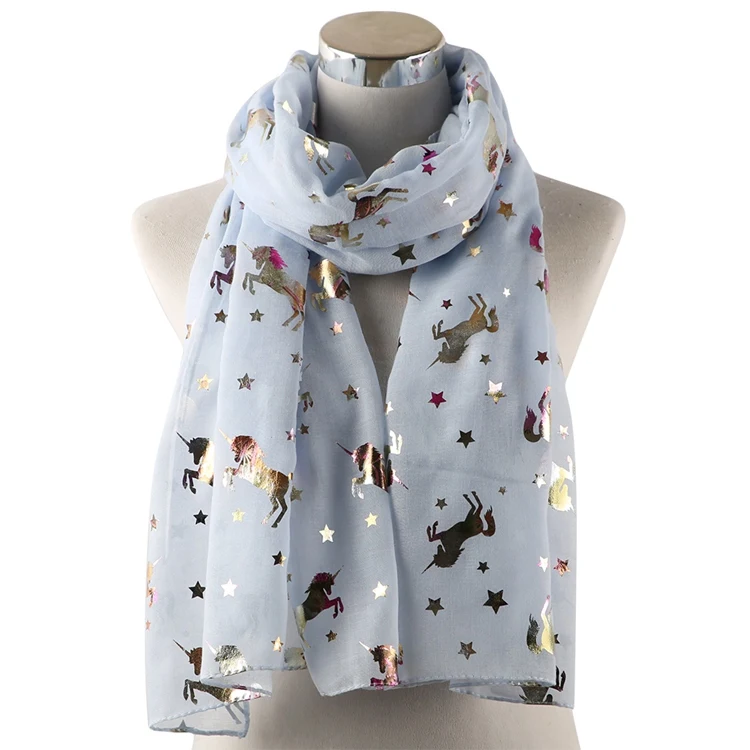 Sky Blue Long Winfox Модный черный темно-синий блестящий шарф женский шаль обертывания Блестящий Единорог звезда Фольга серебряные шарфы для женщин - Цвет: Sky Blue Long