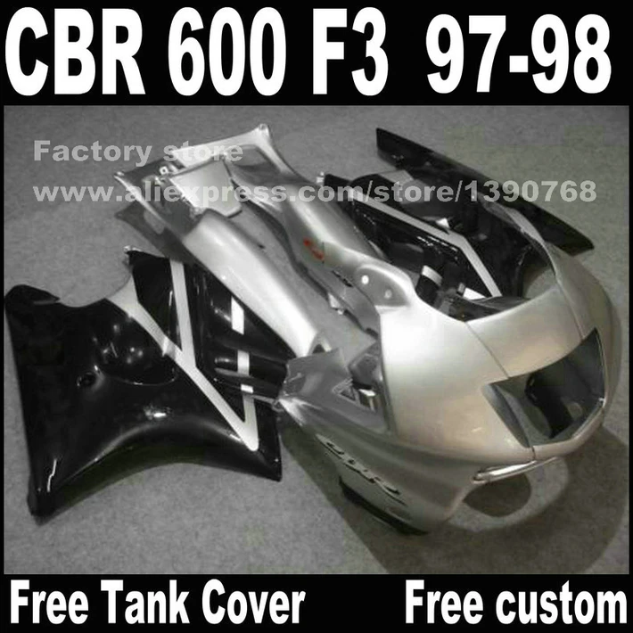 Запчасти для мотоциклов Обтекатели HONDA CBR 600 F3 1998 CBR600 97 98 черный серебристый