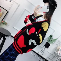 2018 spring casual fashion fat mm color matching knit bottoming large size sweater comfortable long coat