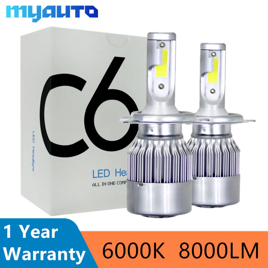 Новое поступление C6 Автомобильные светодиодные лампы H4 H7 H11 LED H1 H3 H8 H9 H27/880 HB3/9005