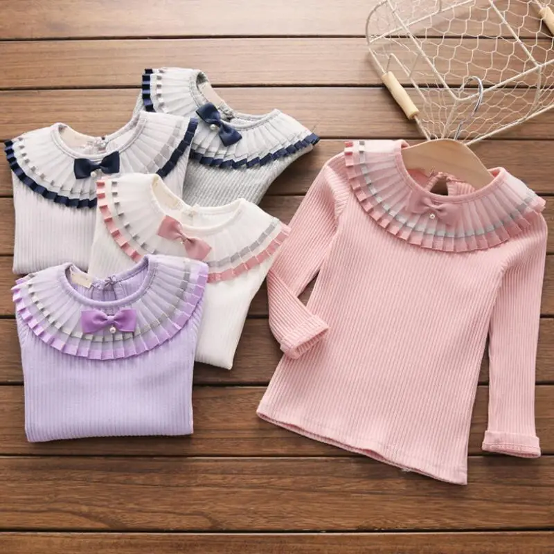 Рубашка детская с длинным рукавом и бантом JW2947|blouse kids|school girl blouseshirts for children |