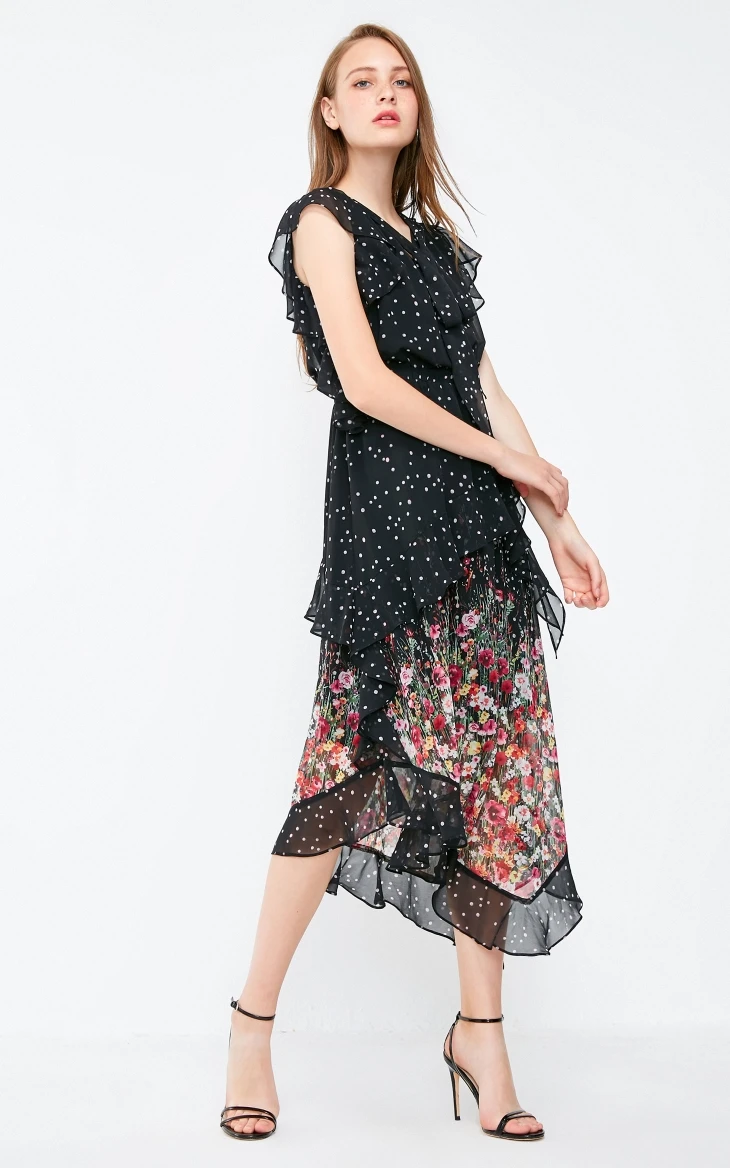 Vero Moda Новое Женское Плиссированное пляжное платье на шнуровке с принтом | 31837B513