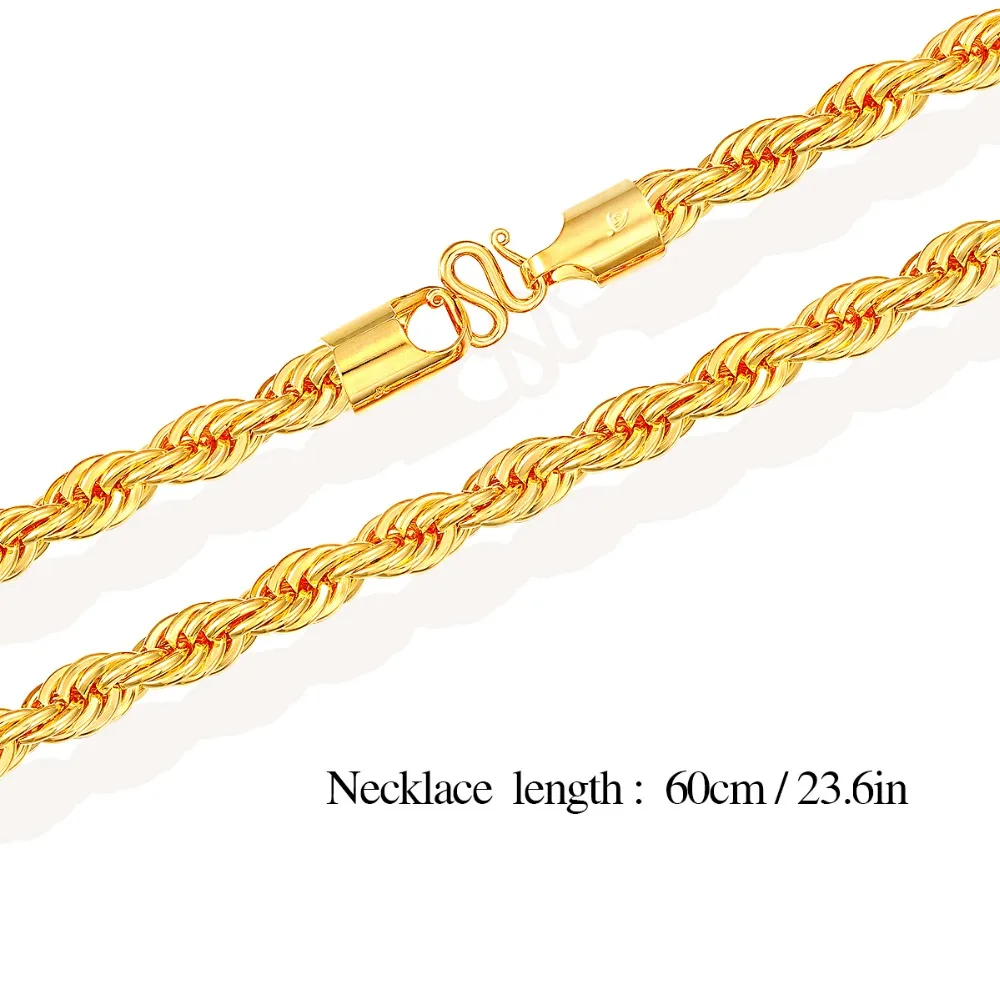 Коренастый желтого золота Цвет 8 мм хип-хоп Тяжелая Толстая веревку цепи длиной