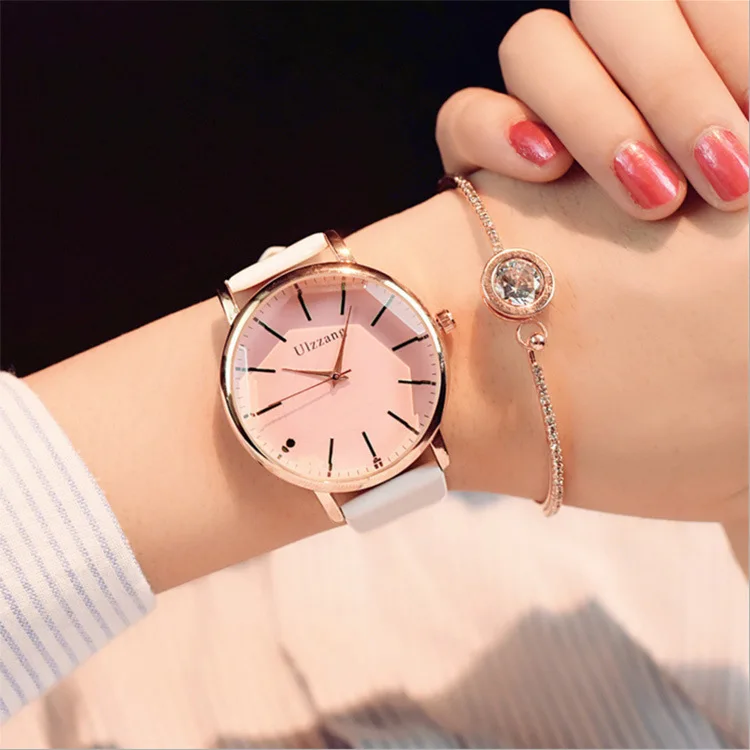 White Pink Женское платье кварцевые часы zegarek damski новые стильные розовые женские часы с многоугольным циферблатом Роскошные брендовые наручные часы для женщин - Цвет: White Pink