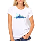 Летняя популярная стильная женская Повседневная футболка с принтом Нью-Йорка, модная Женская Удобная Дизайнерская футболка с круглым вырезом
