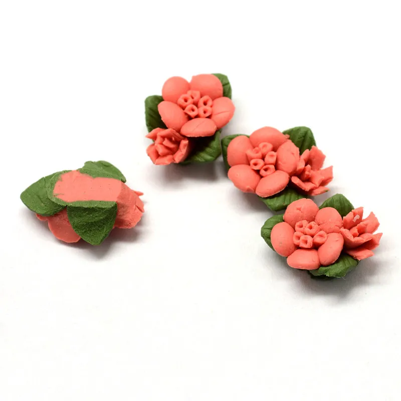 about 17x15x8mm 50pc Фарфоровые цветочные кабошоны ручной работы, китайская Полимерная глина для изготовления игрушек, свободные бусины, разделители, сделай сам, изготовление ювелирных изделий около 20~ 37 мм 20~ 50 шт - Цвет: about 17x15x8mm 50pc