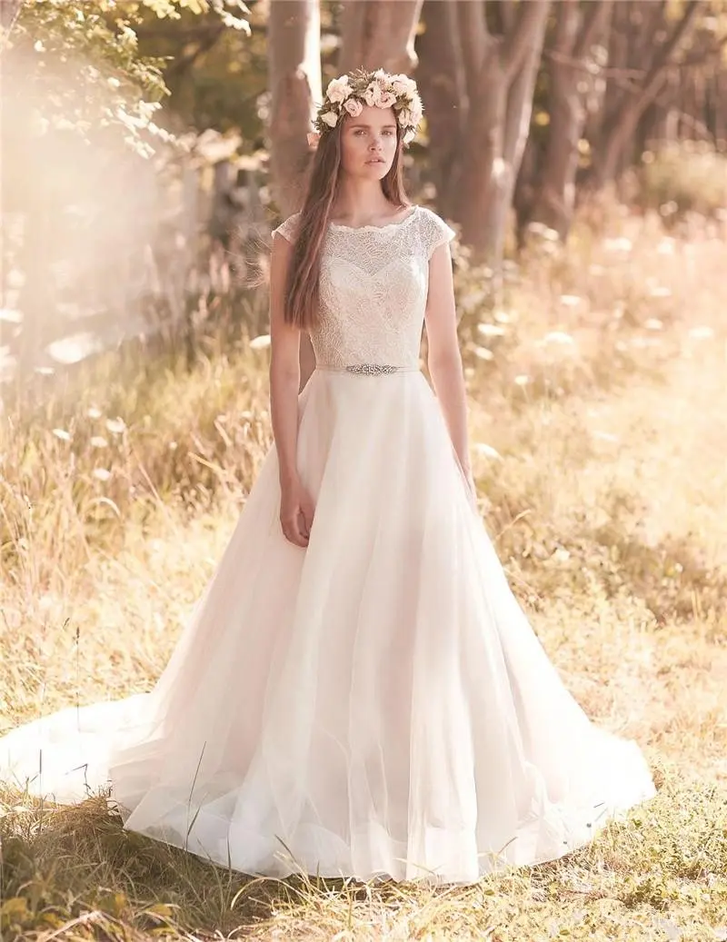 2017 плюс размер скромный Boho свадебный наряд A Line совок Винтажный кружевной