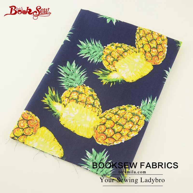 Booksew 100% Cotton Poplin Fabric Pineapple Pattern Tissue Tecido Dark Blue Sewing Home Textile For Dress Clothing Craft Shirt | Дом и сад