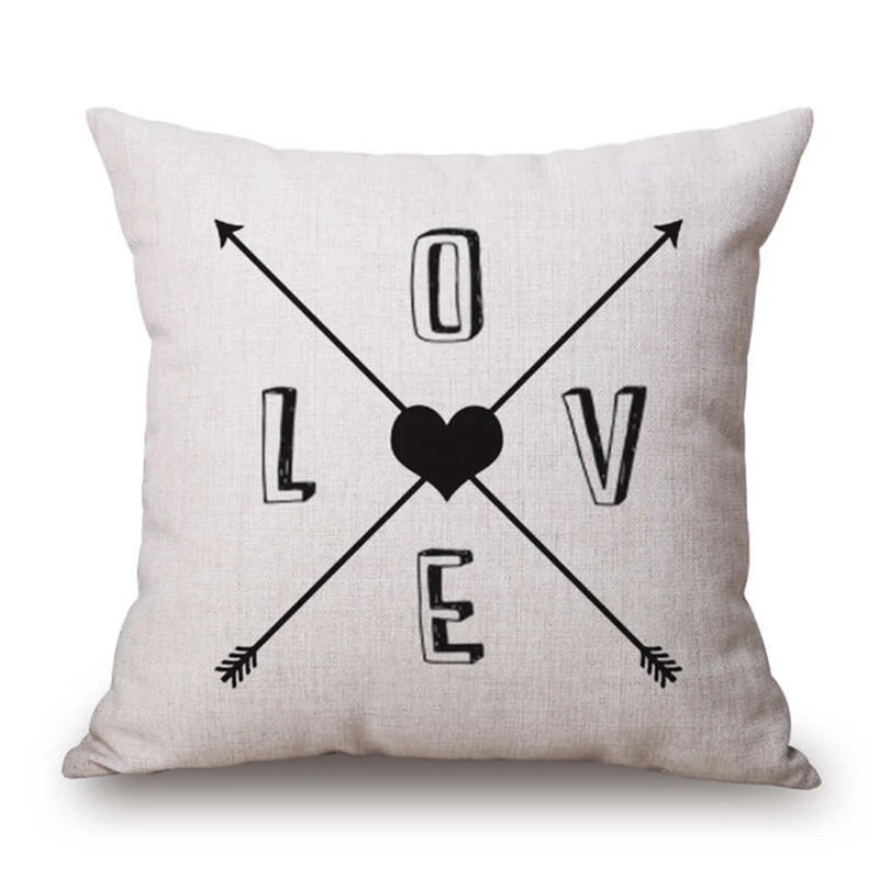 CUSCOV 2018 Cushion cover Black and White Pattern Pillowcase Cotton Linen Printed 18x18 Inches Geometry Euro Pillow Covers | Дом и сад