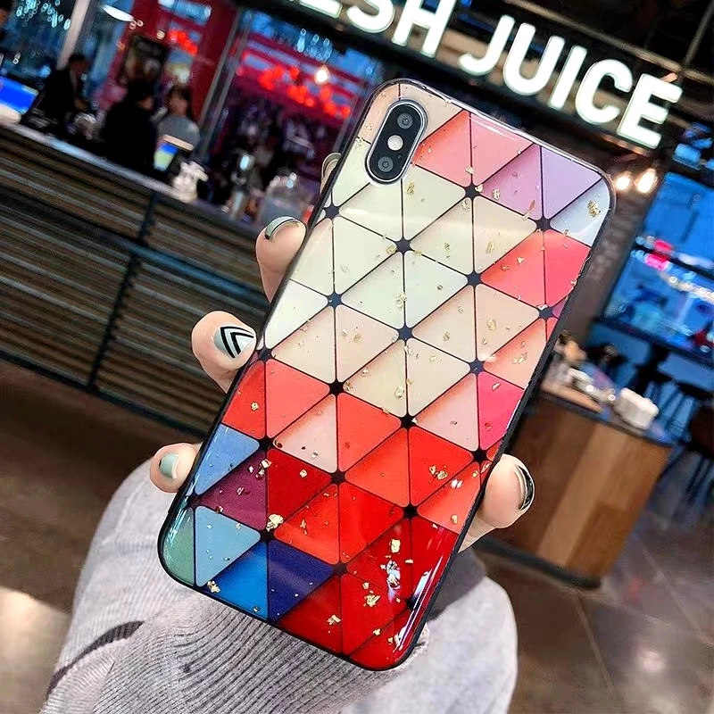 Для Xiaomi mi x 3 Чехол золотой фольги блеск Треугольник Сращивание милый контрастный