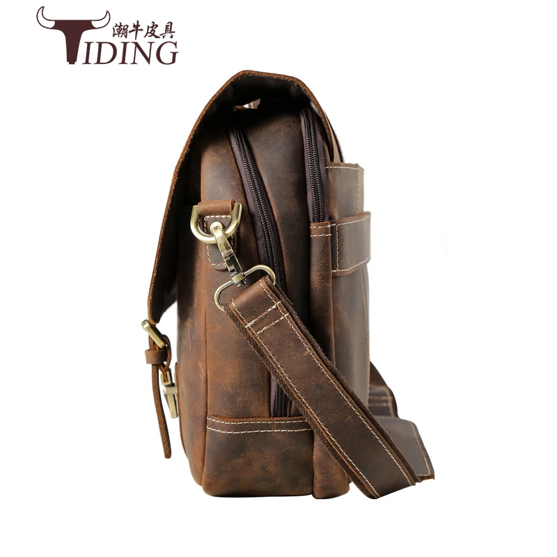 Сумка для ноутбука Crazy Horse Мужская винтажная через плечо 17 дюймов|brand briefcase|briefcase