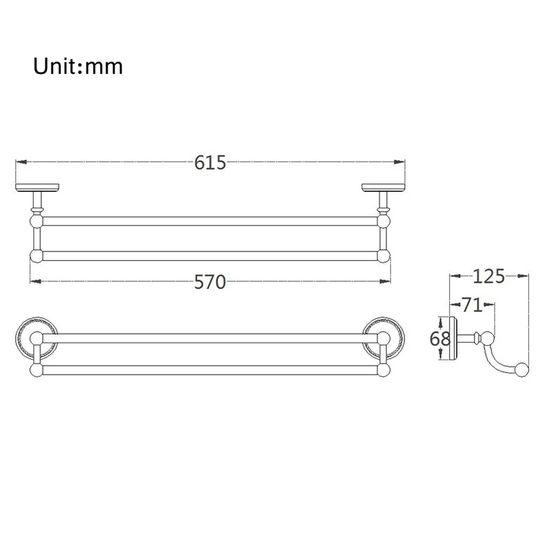 Высококачественная Античная латунная двойная вешалка для полотенец Leyden в туалет