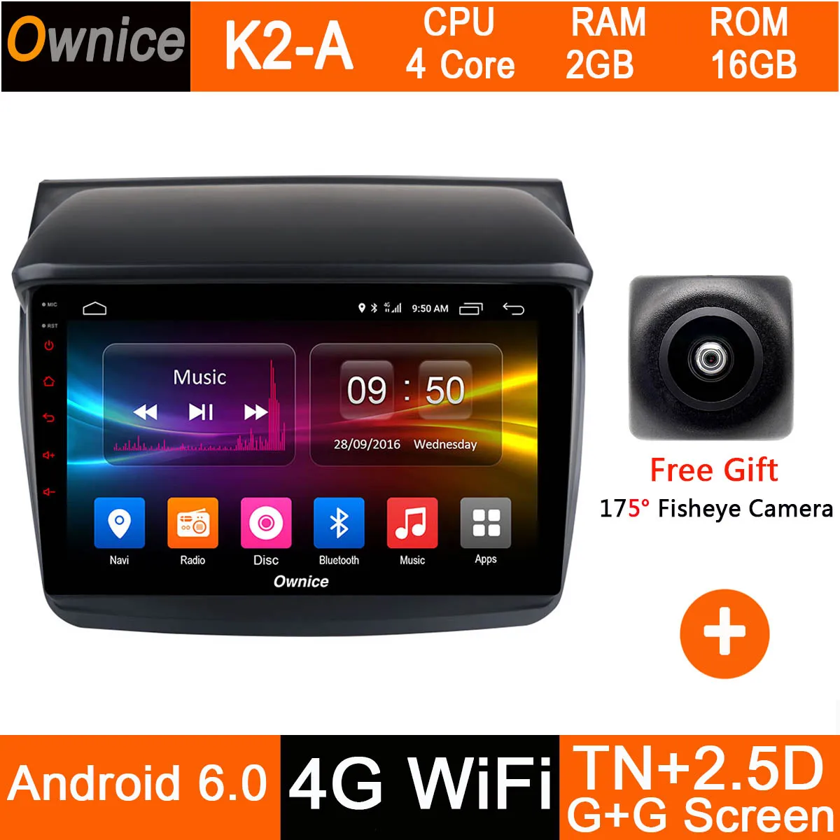 K2-A Android 9,0 1DIN " ips 8 Core 4G+ 32G автомобильный DVD gps Navi Радио для Mitsubishi Pajero Sport L200 Trion Видео Аудио CarPlay DSP ADAS - Цвет: K2-A