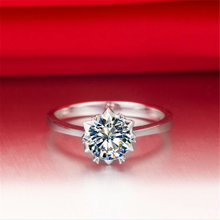 Красивое кольцо 0.5Ct 5,0 мм Круглый Муассанит в огранке обручальное кольцо цельное 925 Серебряное кольцо белое золото цвет романтические драгоценности