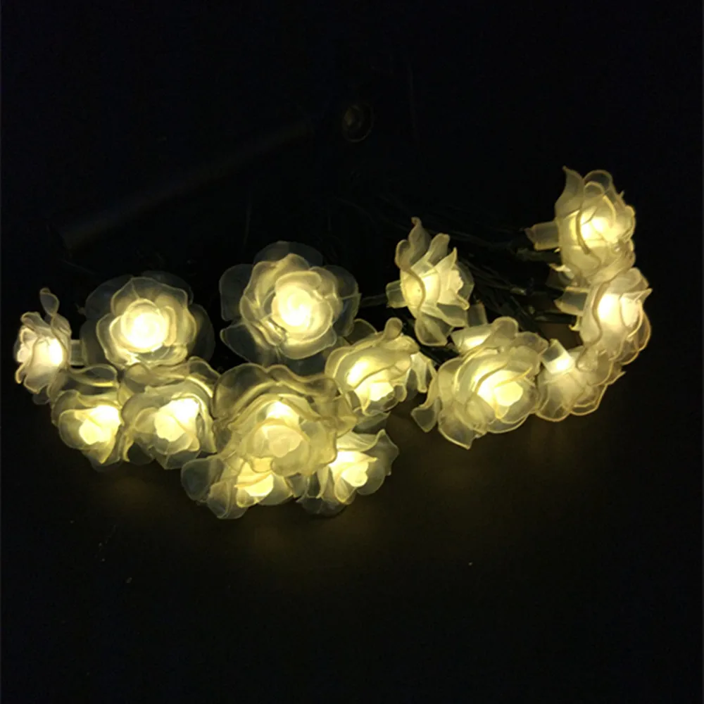 Solar Led String Lights Outdoor 20 LED Rose Flower Garland Garden Decor Lighting Lamp Fairy Patio Holiday Light ALUVEE | Освещение