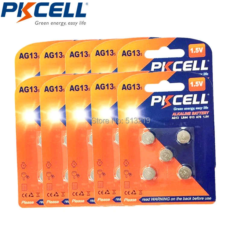 50 шт. G13 AG13 LR44 инфракрасный термометр батареи PKCELL 1 5 V батарея 357A A76 303 SR44SW RW82 RW42