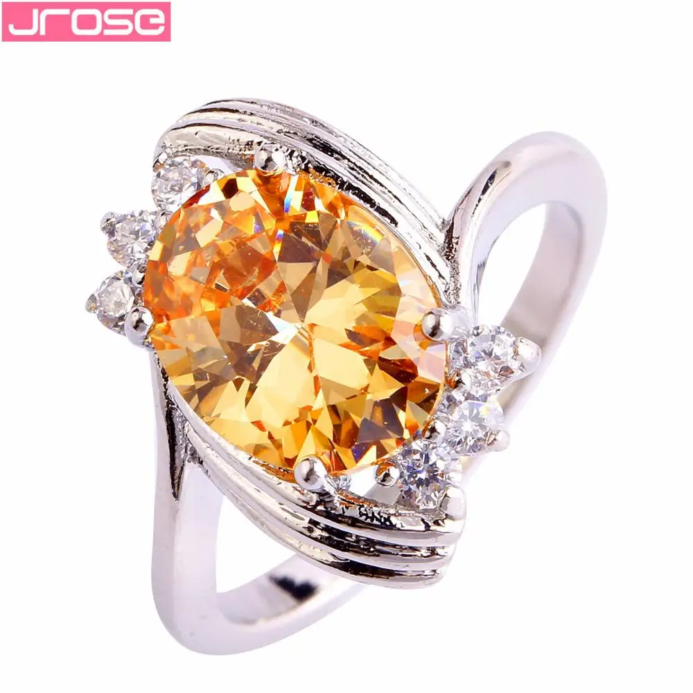 JROSE красочные Мультиколор Розовый Синий желтый и зеленый цвета Цирконий Серебряное кольцо Размер: для детей от 6 до 12 лет Claddagh стильные свадебные кольца Подарки - Цвет основного камня: Оранжевый