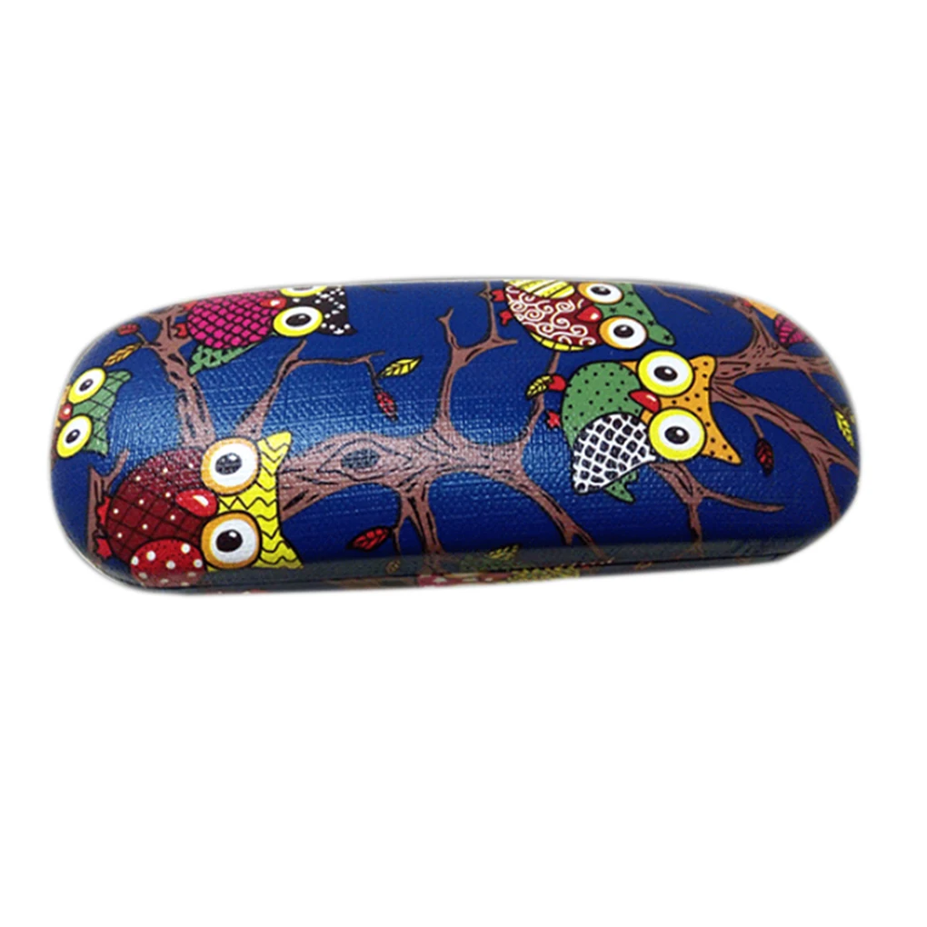 Owl Animal Pattern Glasses Box Case PU Leather Eyewear Box Portable Folding Hard Case Eyewear Protector Box