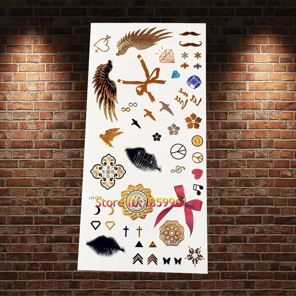 1 шт. изысканное боди-арт золотая металлическая Татуировка павлина Феникса