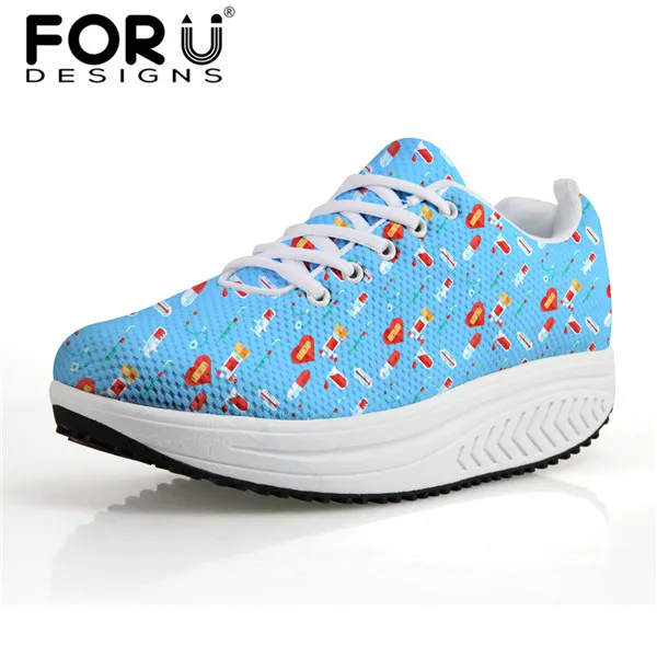 FORUDESIGNS/ г., брендовая дизайнерская женская обувь для кормления повседневная обувь для похудения Милая женская обувь на платформе, увеличивающая рост, с принтом медсестры - Цвет: CC4066AS