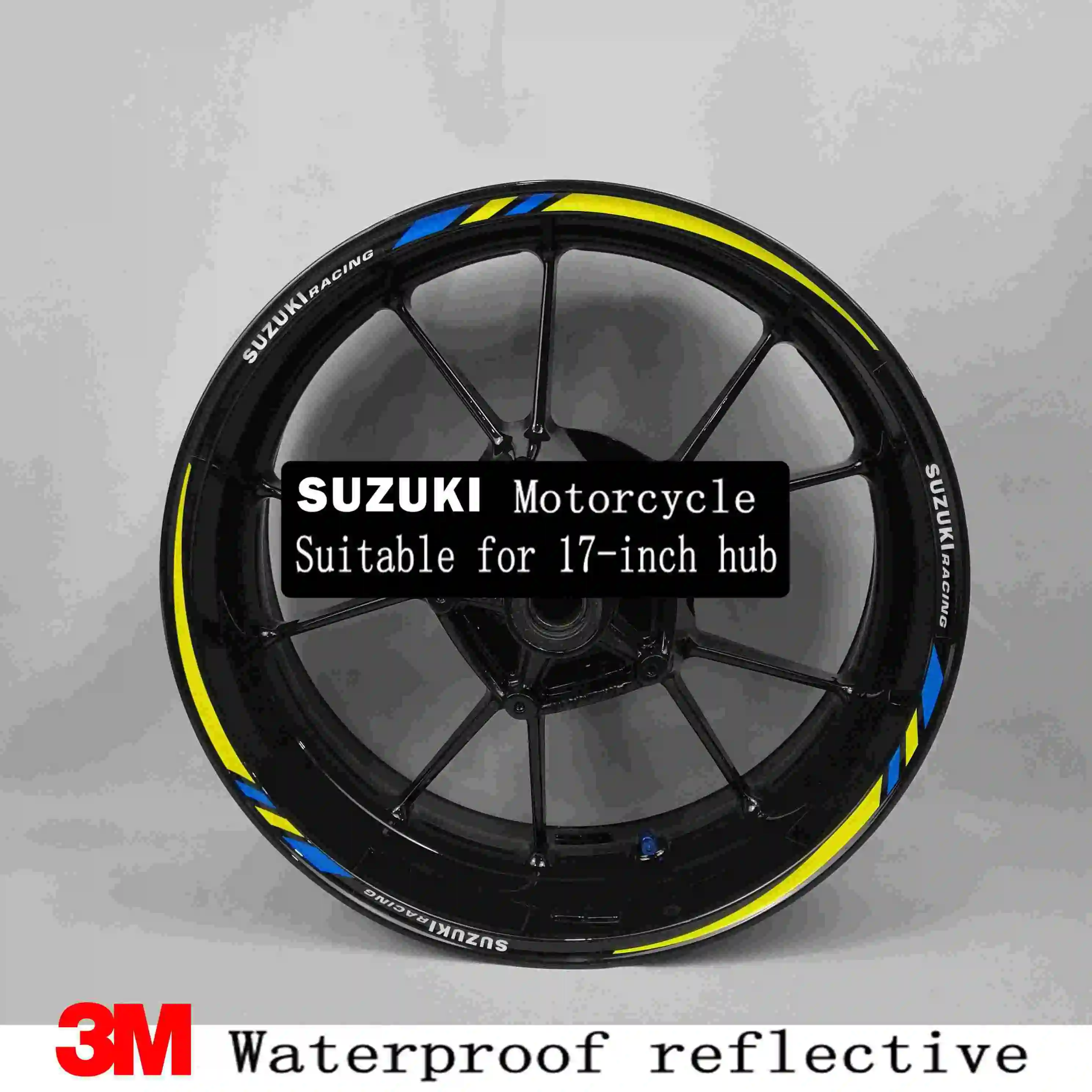 Для Suzuki GSXR600 мотоциклы колеса наклейки водонепроницаемый Светоотражающие Обода наклейки передние и задние пользовательские внутренний обод - Цвет: Blue yellow