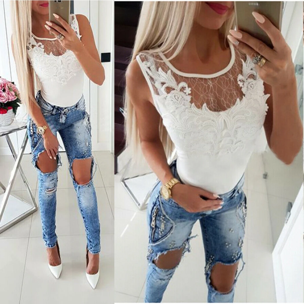 Сексуальная Прозрачная Футболка женская Повседневная без рукавов Приталенная