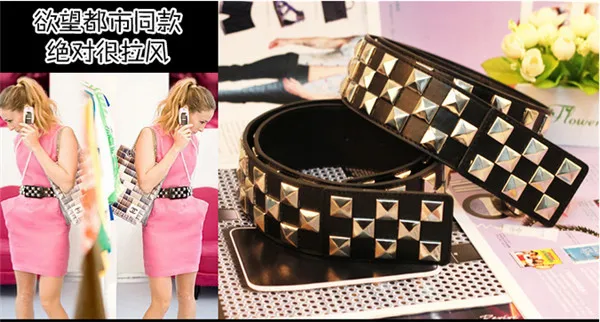 Женский ремень с шипами повседневный в стиле панк принтом Сара Джессика Паркер