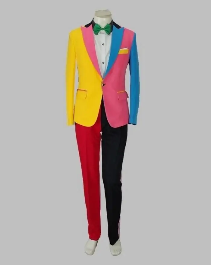 

(Jacket + Pants) man personality Jackets Slim jacket men wedding suit nightclub outfit bar irregular color suits 2019