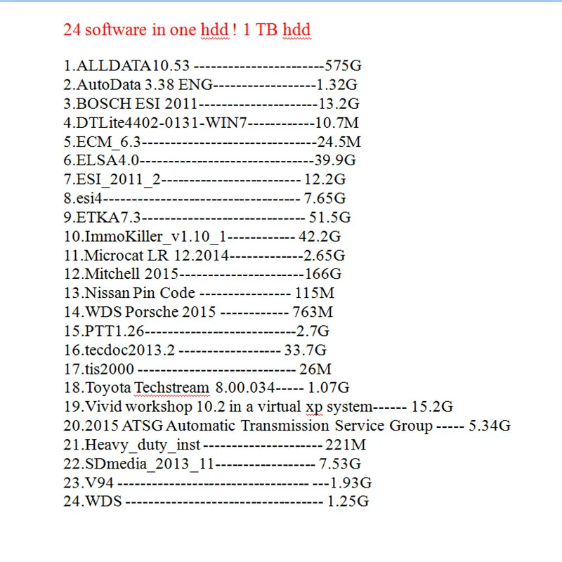 AllData 1 ТБ HDD с 24 программного обеспечения Au toData Alldata10.53 + 3 38 Rus ECM_6.3 ImmoKiller_v1.10_1 яркий