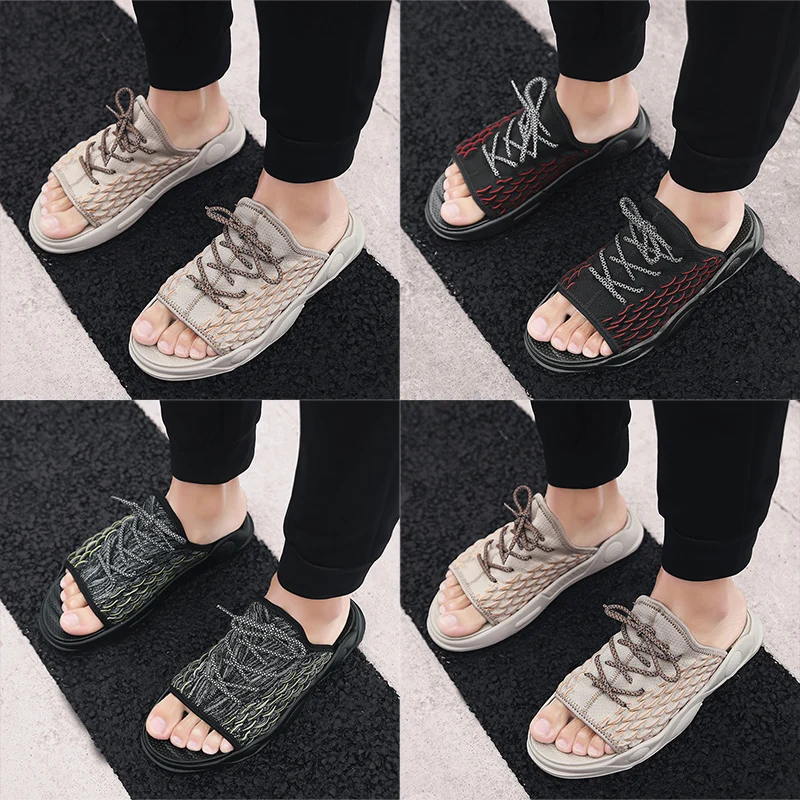 New product men's summer main push stretch fly weave leisure sports tide slippers outdoor sandal beach shoewear garden clogs | Спорт и