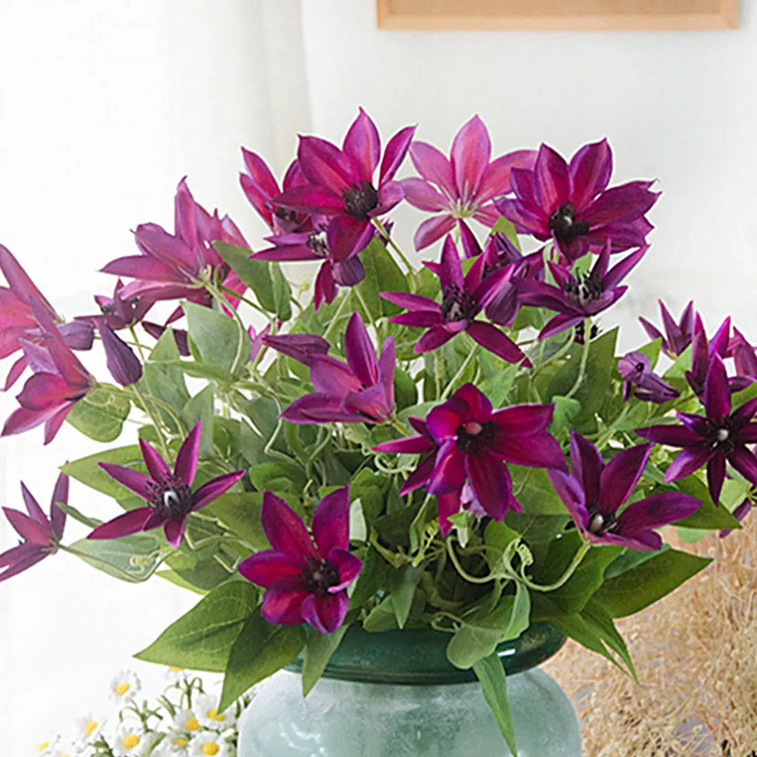 Декоративные три ветки Clematis цветочный Thunb яркий завод искусственных цветов