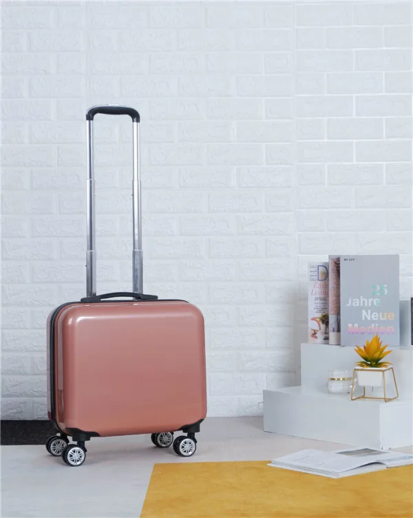 Rose gold ZYJ настраиваемый багаж на колесиках для девочек и мальчиков, милый детский чемодан на колесиках из сплава, чемодан на колесиках, 18 дюймов, чемодан - Цвет: Rose gold
