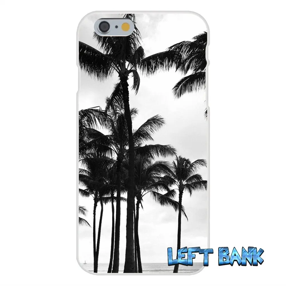 For Samsung Galaxy Note 3 4 5 S4 S5 MINI S6 S7 edge Black white palm leaves trees Art Soft Silicone TPU Transparent Case |