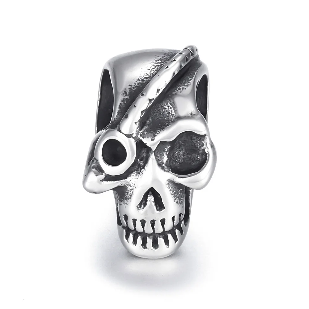 Skull bead 3 Нержавеющая сталь бусины в форме черепа большое отверстие бусины 6 мм Слайд Подвески DIY Для мужчин браслет расходные материалы для изготовления ручной работы ювелирных изделий - Цвет: Skull bead 3