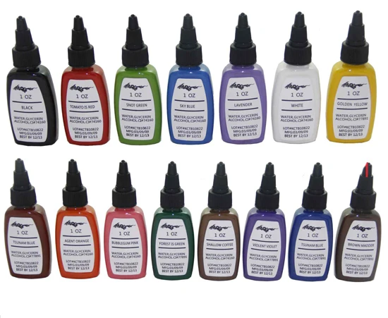

14pcs/lot color tattoo ink permanent makeup black color pigment set for body eyebrow lips 30ml/bottle 1OZ