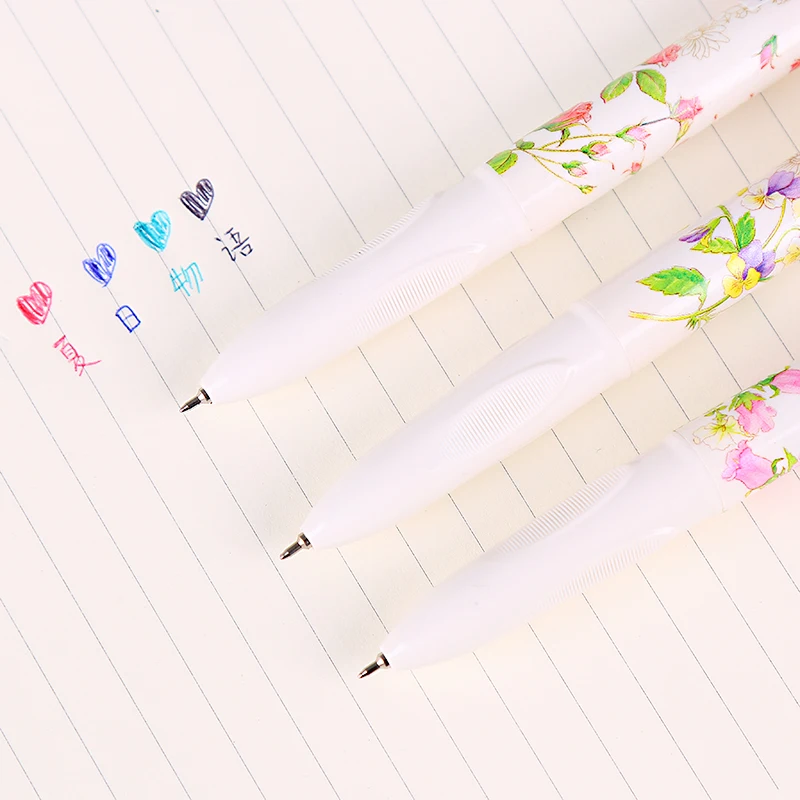 3 шт. винтажный ролик с цветочным рисунком шариковая ручка набор 4 цвета в 1