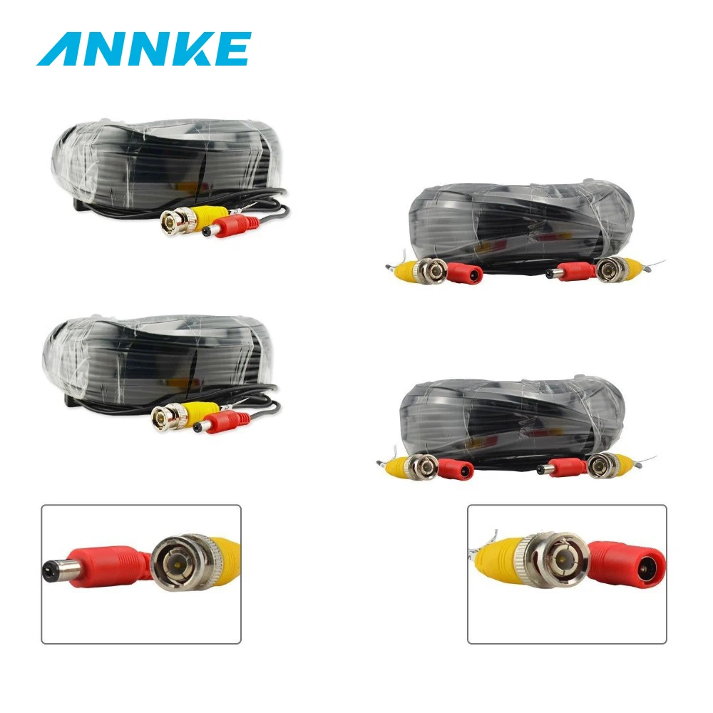 ANNKE 4 шт. в партии 30 м 100ft CCTV кабель BNC + DC Plug видео Мощность для провода камера и DVR