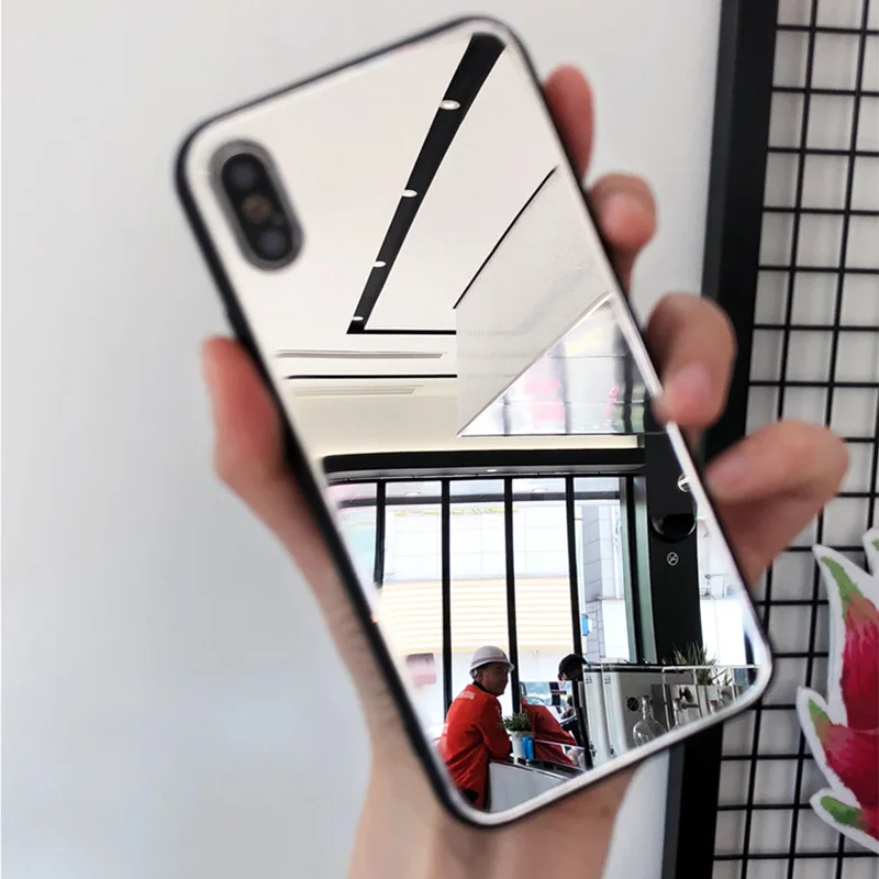 Стеклянный зеркальный чехол для мобильных телефонов чехлы iPhone X 7 6 S 8 Plus XR XS MXA i