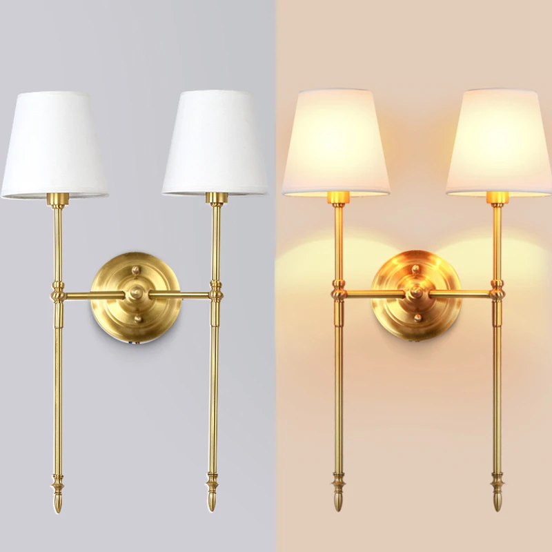 Настенная Светодиодная лампа America Sytle медный светильник из латуни и E14 Модное