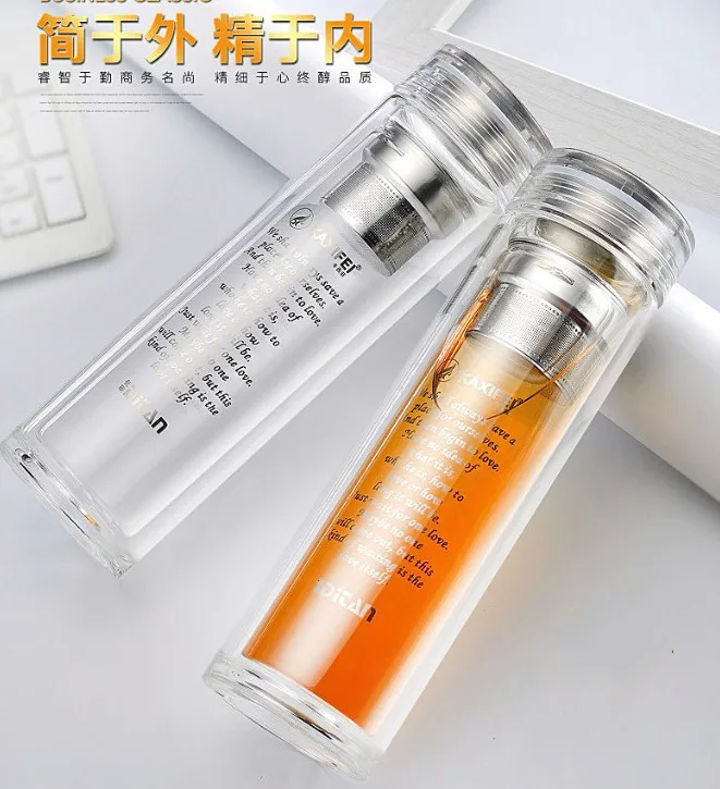 

Double Crystal Transparent Glass, Heat Resistant Flower Tea Cups Lengthen The Glass Mug