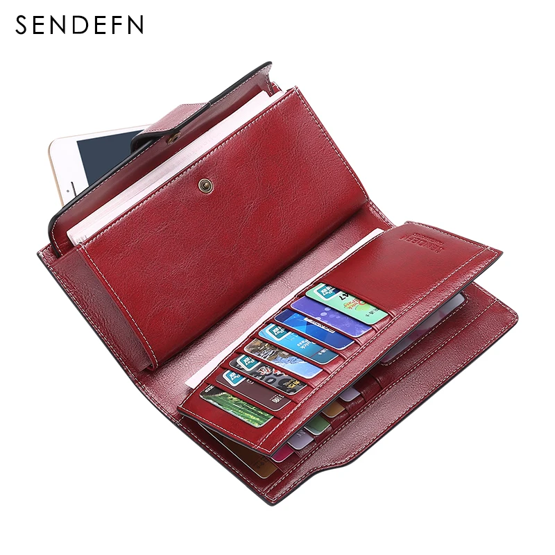 Sendefn Multifunctional Women Leather Wallet Long Style Pochette Zipper Card Holder Phone Pocket Purses | Багаж и сумки