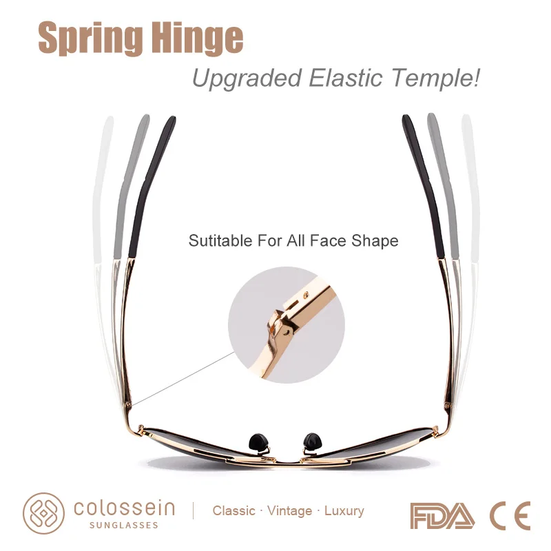 Мужские и женские солнцезащитные очки COLOSSEIN Модный стильный светильник с золотой