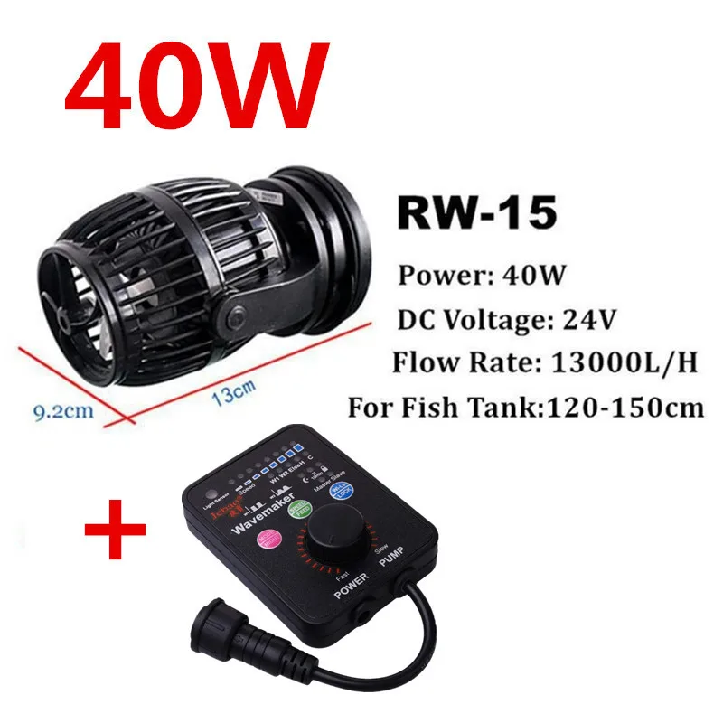100 V-240 V Погружной Wavemaker тихий насос воды в аквариуме волна поток насоса умнее Управление насос работающий на постоянном токе от для рыбы, аквариумная морская Коралловая - Цвет: RW15 With Controller