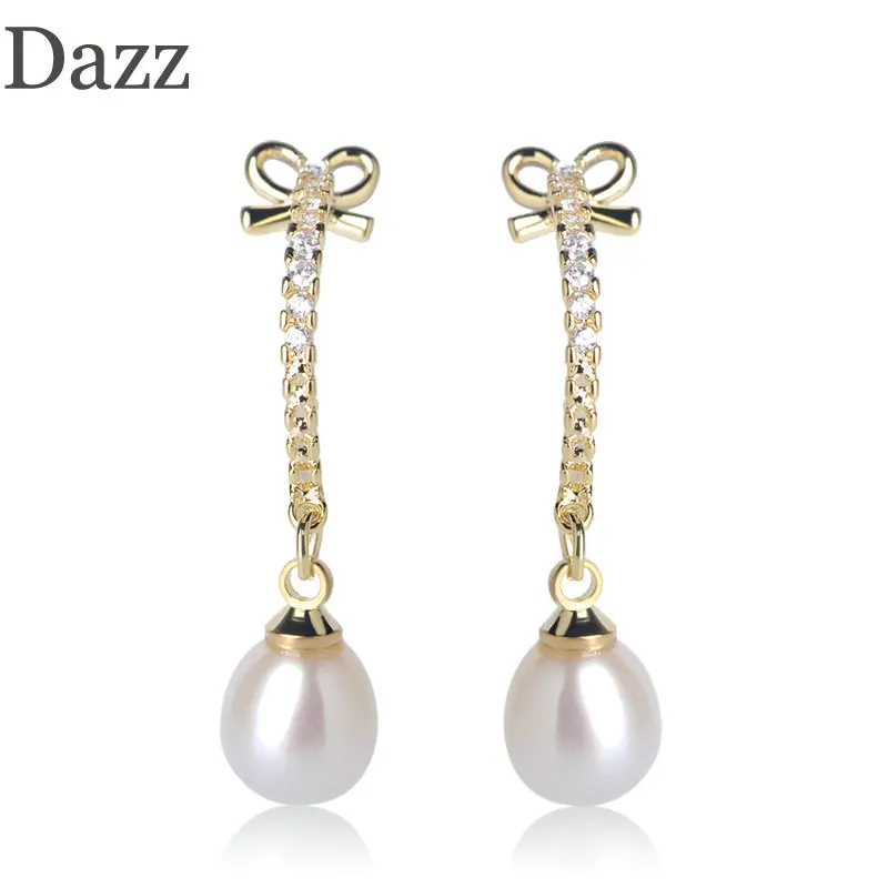 Dazz модные круглые серьги с пресноводным жемчугом бантами медные ювелирные
